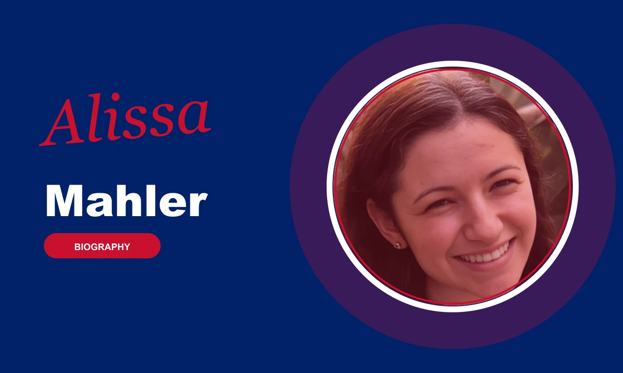 Alissa Mahler biography banner on navy background