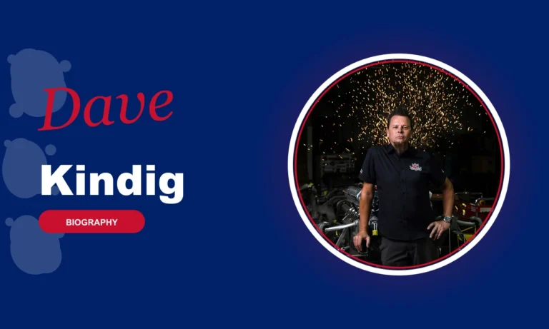 Dave Kindig featured profile banner, navy background with circular portrait and red BIOGRAPHY badge
