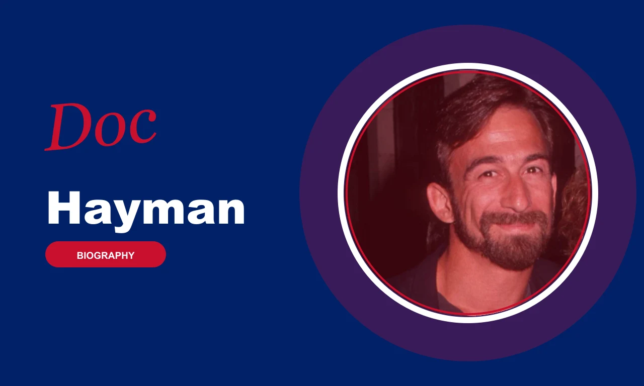 Doc Hayman biography banner on navy background