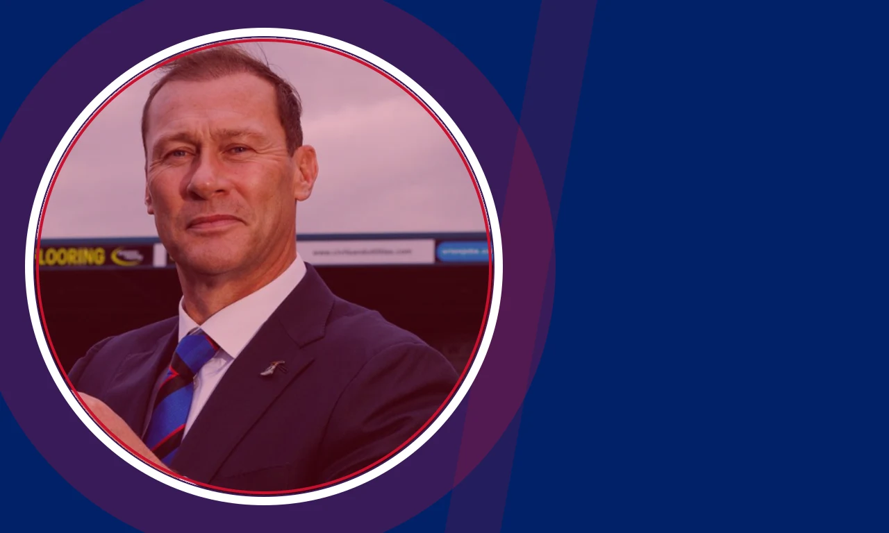 Duncan Ferguson portrait on navy background