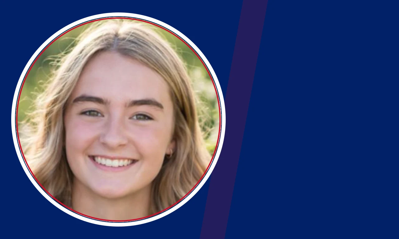 Grace Boe portrait on navy background