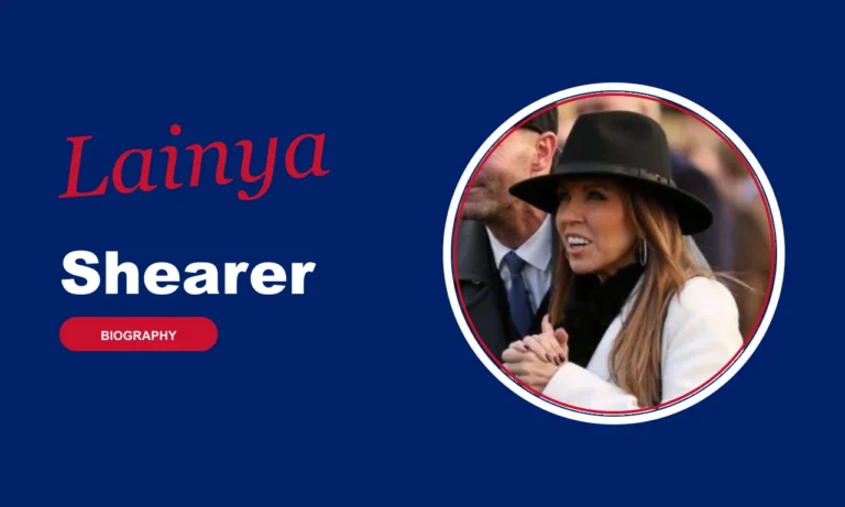 Lainya Shearer biography banner on navy background