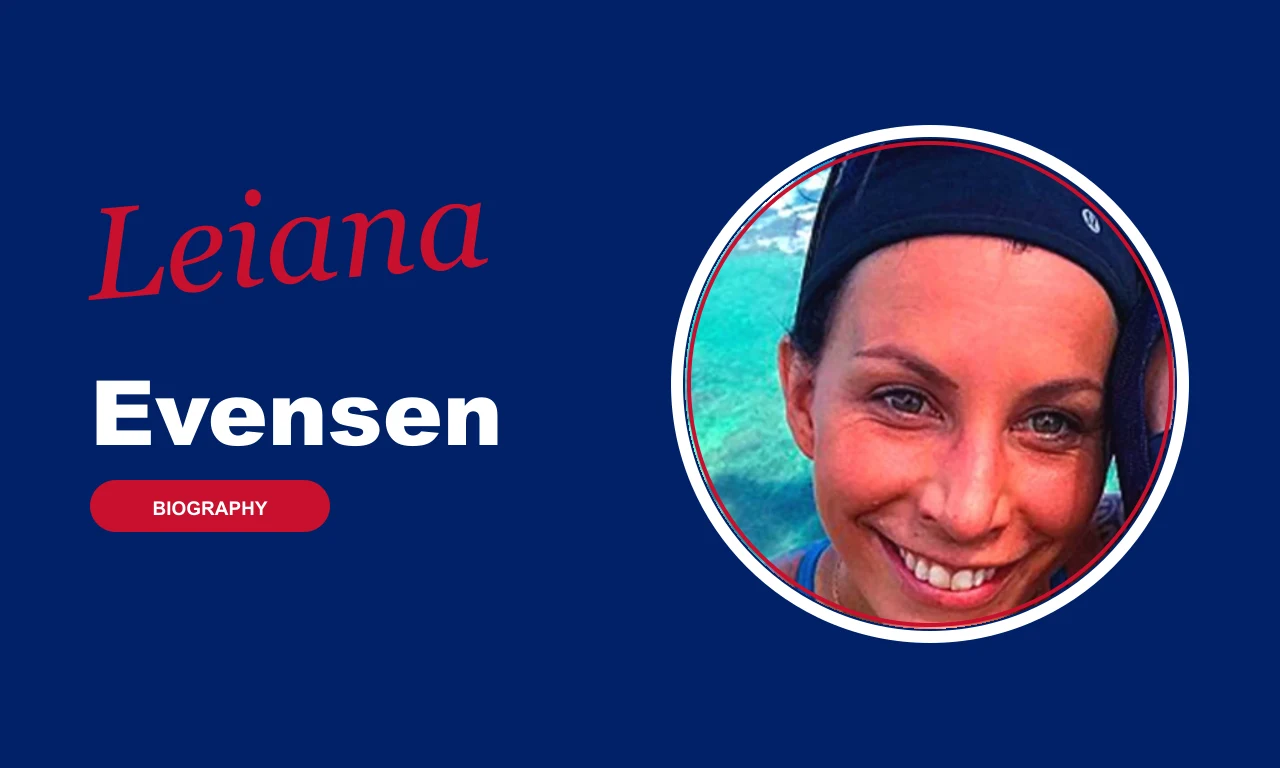 Leiana Evensen biography banner on navy background