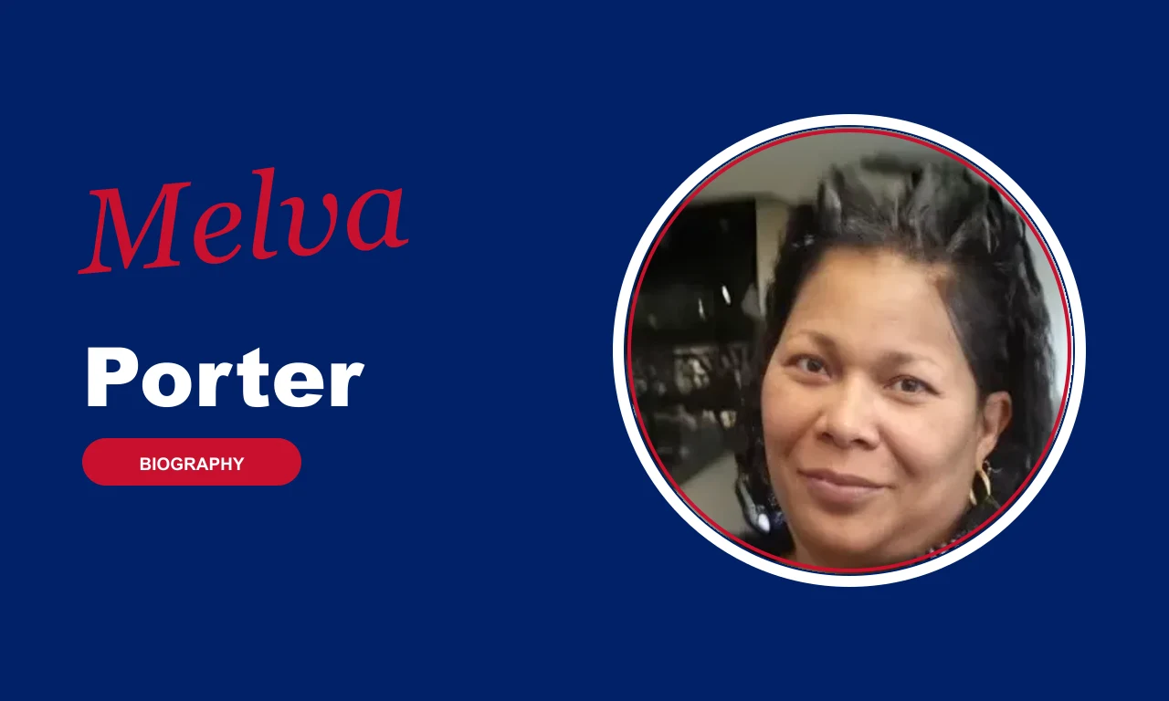 Melva Porter biography banner on navy background