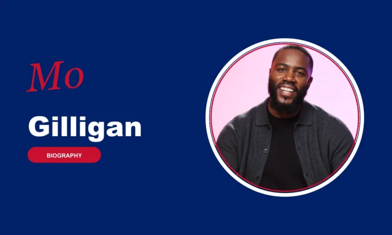 Mo Gilligan biography banner on navy background
