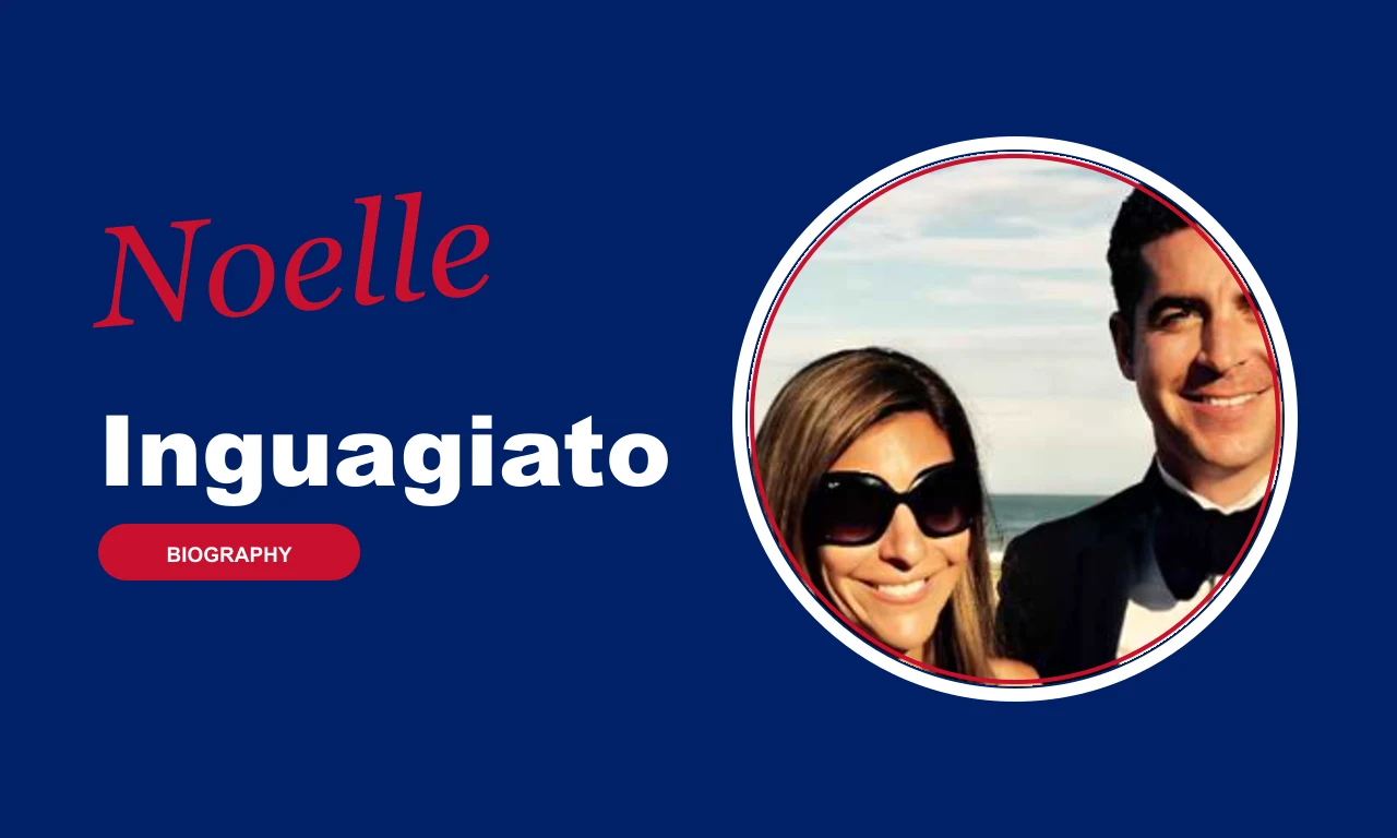 Noelle Inguagiato biography banner on navy background