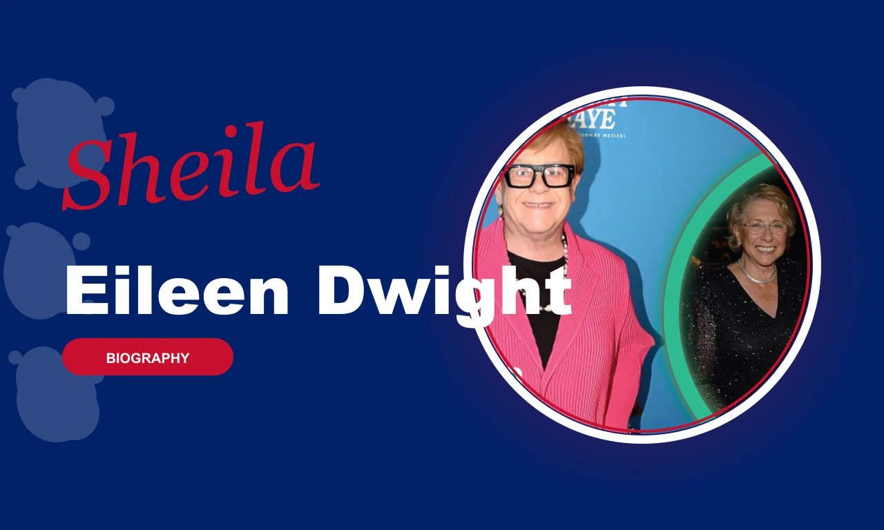 Sheila Eileen Dwight featured profile banner, navy background with circular portrait and red BIOGRAPHY badge
