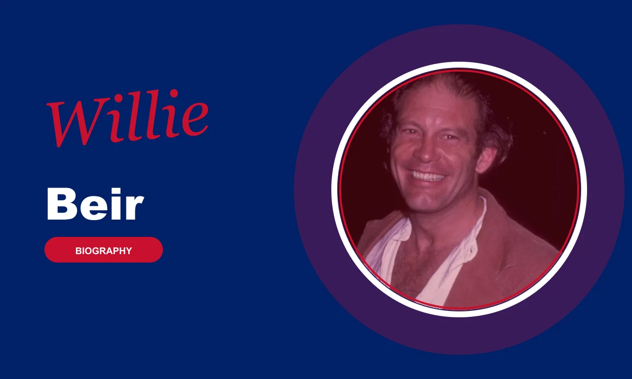 Willie Beir biography banner on navy background