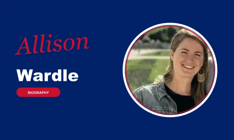 Allison Wardle biography banner on navy background