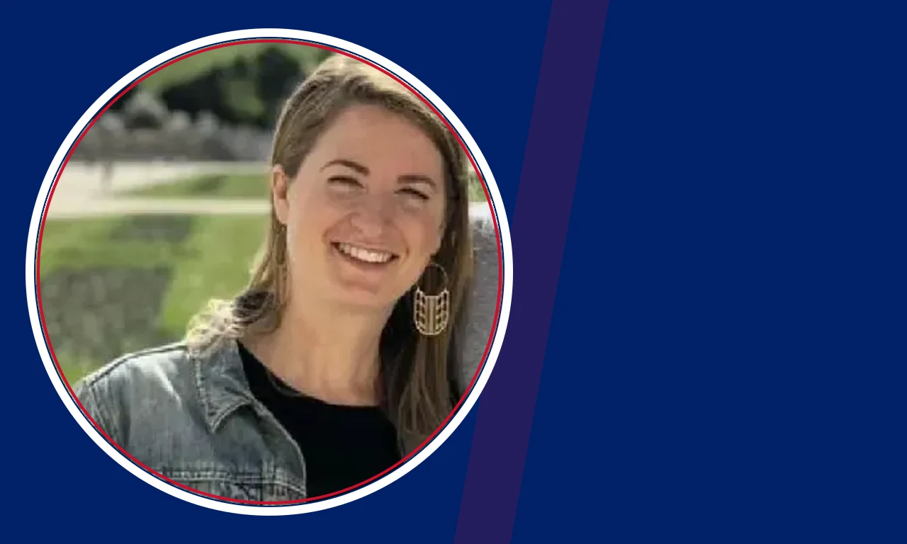 Allison Wardle portrait on navy background