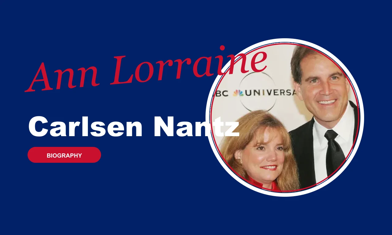 Ann Lorraine Carlsen Nantz biography banner on navy background
