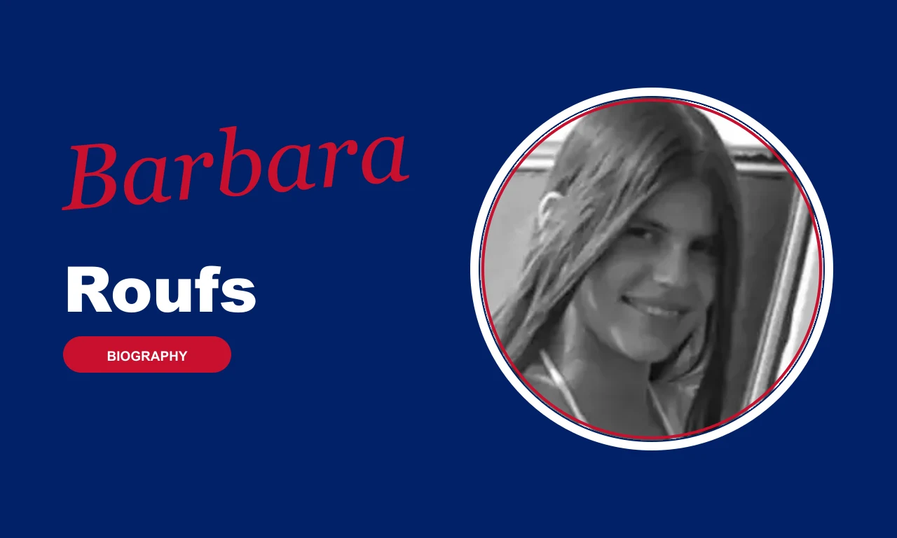 Barbara Roufs biography banner on navy background