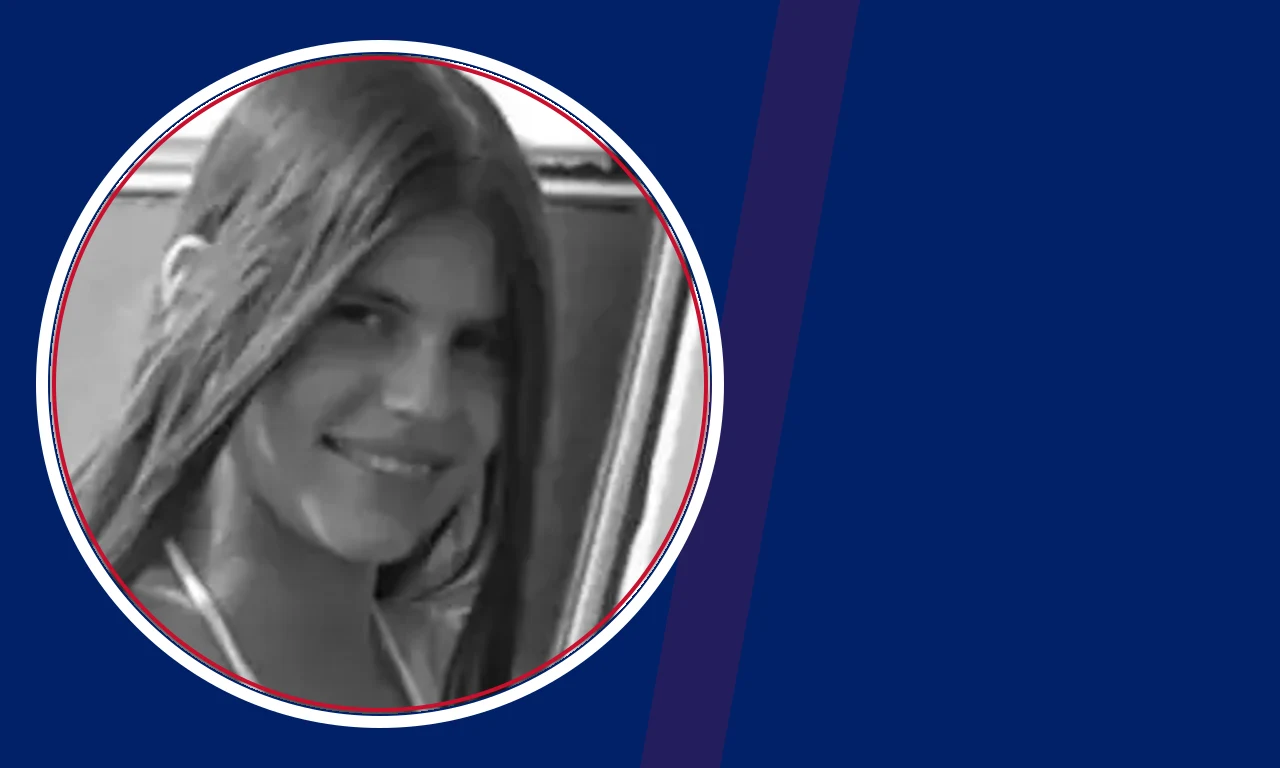 Barbara Roufs portrait on navy background