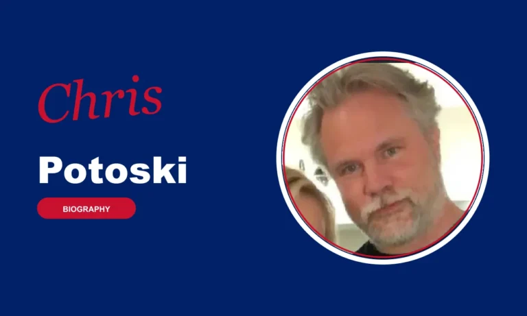 Chris Potoski biography banner on navy background