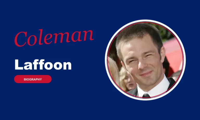 Coleman Laffoon biography banner on navy background
