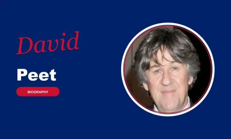 David Peet biography banner on navy background