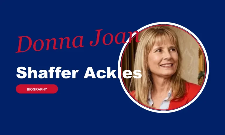 Donna Joan Shaffer Ackles biography banner on navy background