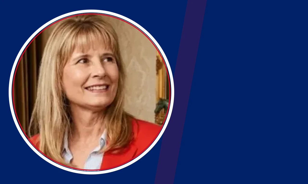 Donna Joan Shaffer Ackles portrait on navy background