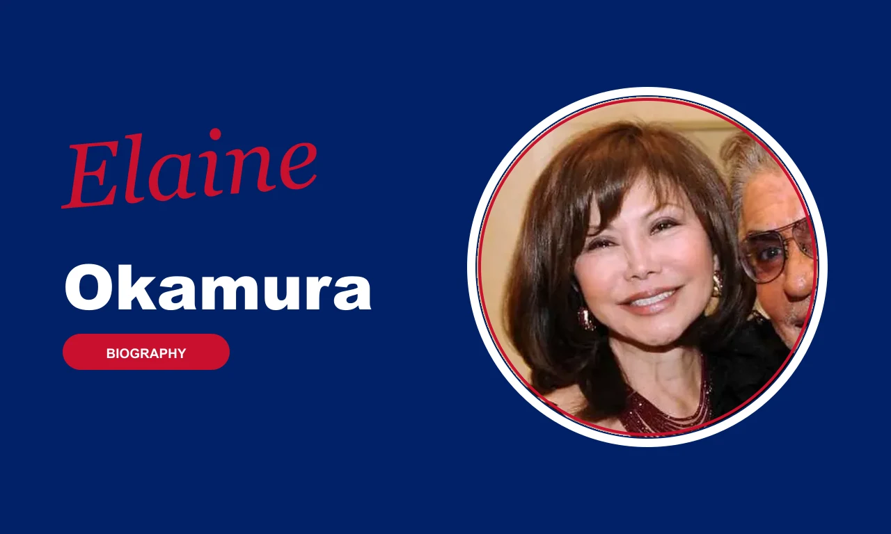 Elaine Okamura biography banner on navy background