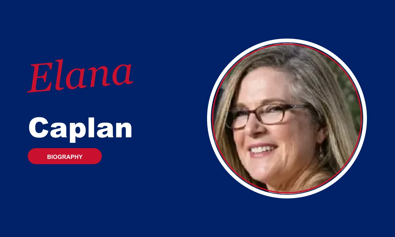 Elana Caplan biography banner on navy background