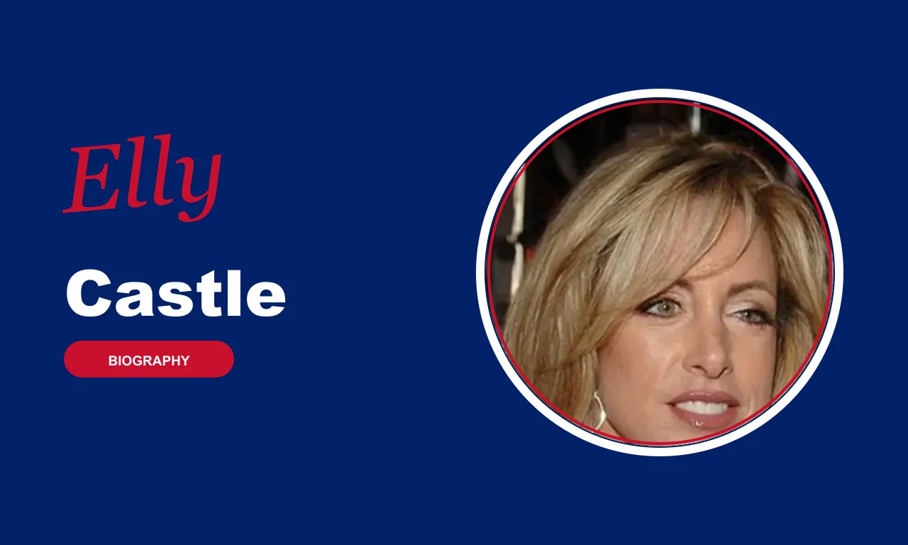 Elly Castle biography banner on navy background