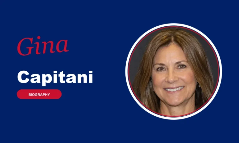 Gina Capitani biography banner on navy background