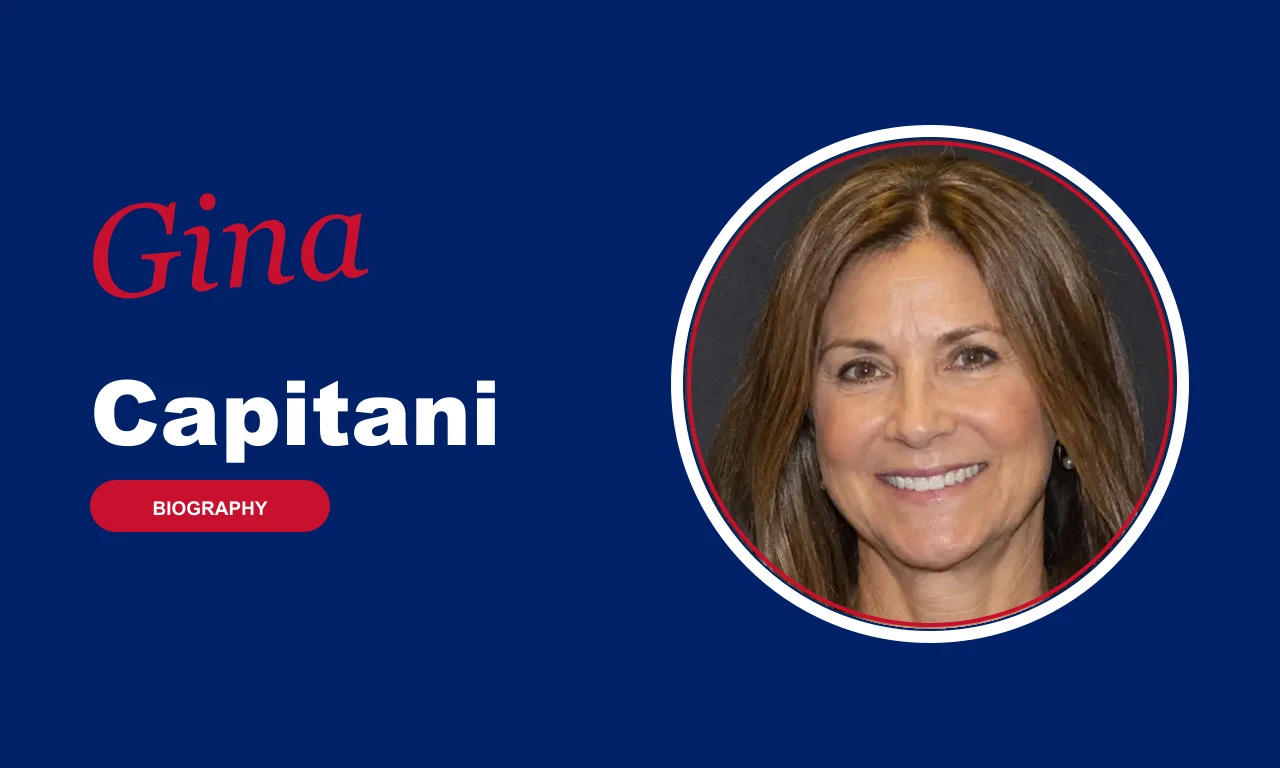 Gina Capitani biography banner on navy background