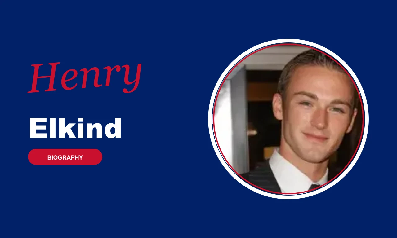 Henry Elkind biography banner on navy background