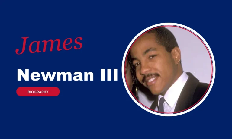 James Newman III biography banner on navy background