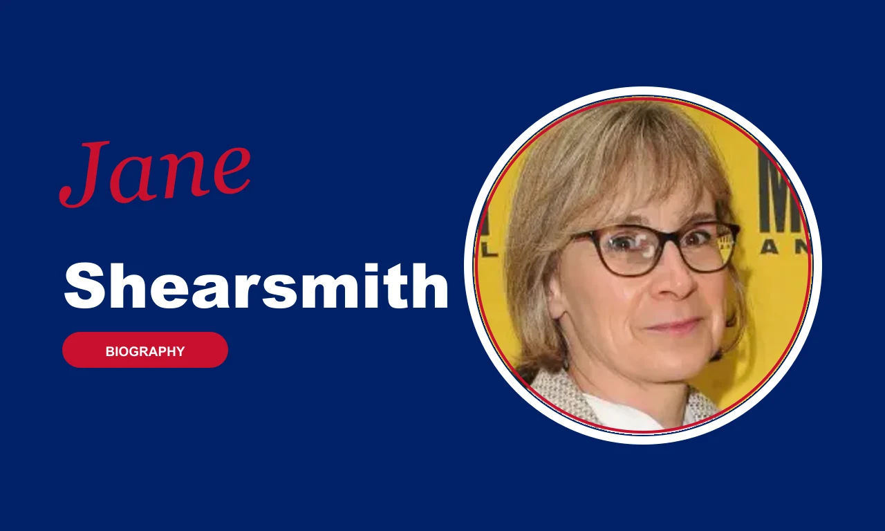 Jane Shearsmith biography banner on navy background