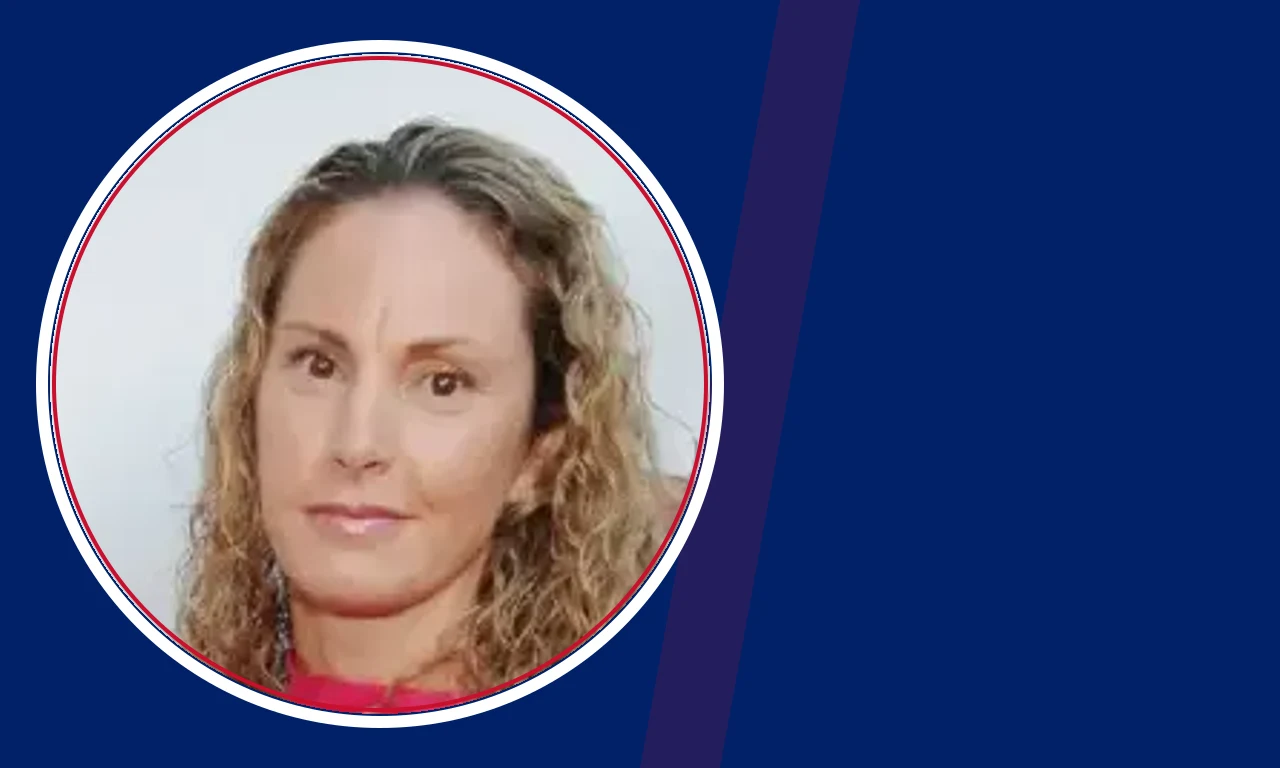 Kathryn Burrhus portrait on navy background