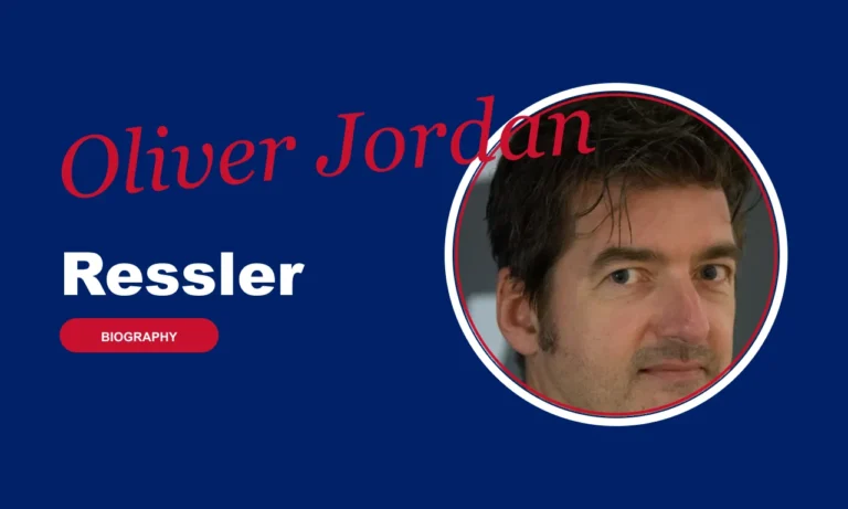 Oliver Jordan Ressler biography banner on navy background