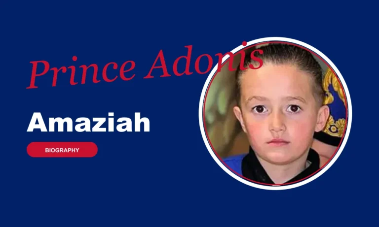 Prince Adonis Amaziah biography banner on navy background
