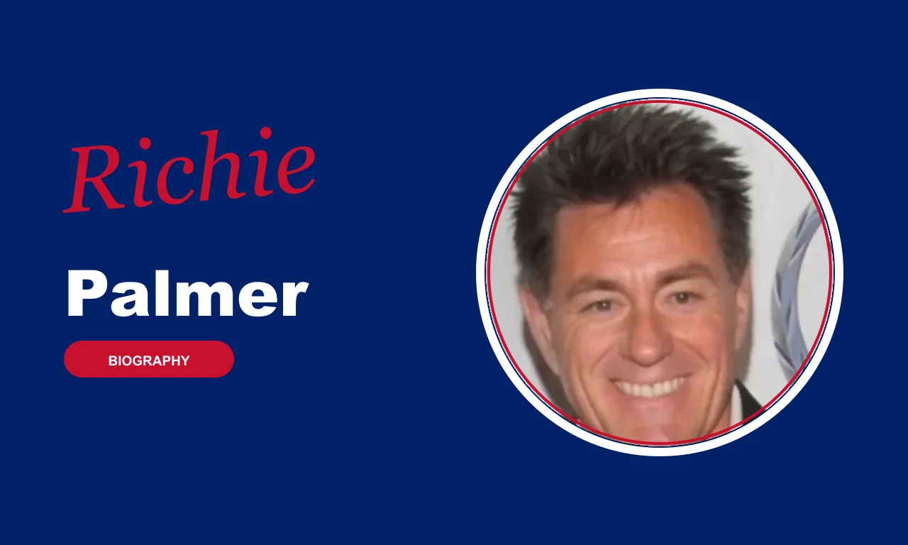 Richie Palmer biography banner on navy background