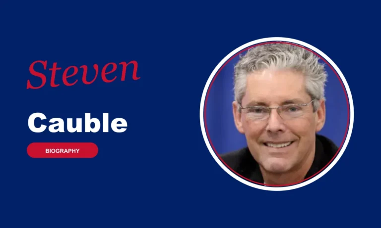 Steven Cauble biography banner on navy background
