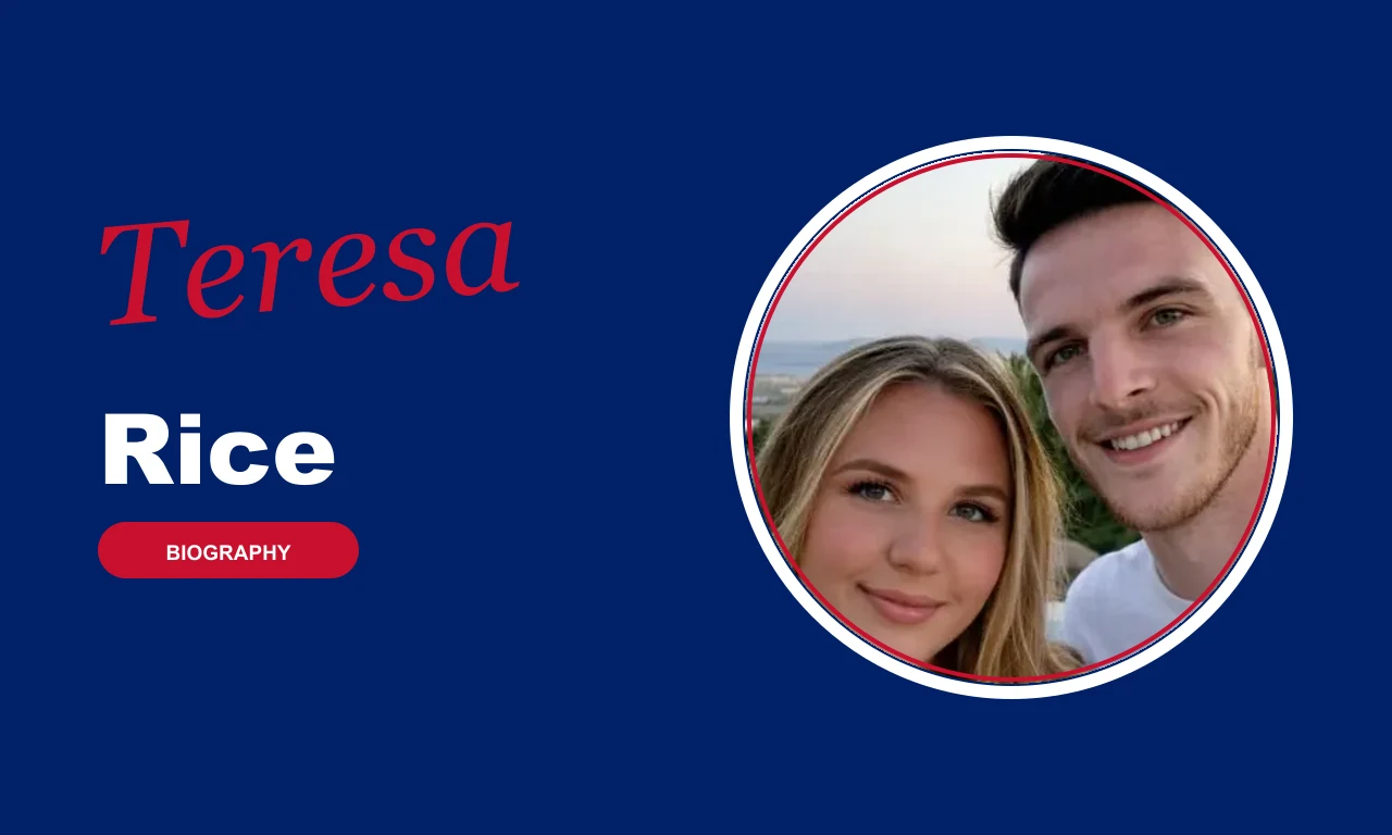 Teresa Rice biography banner on navy background